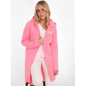 Zwillingsherz Jersey jas Smile Happiness Laugh met positieve boodschap, geborduurd motief achter en voor