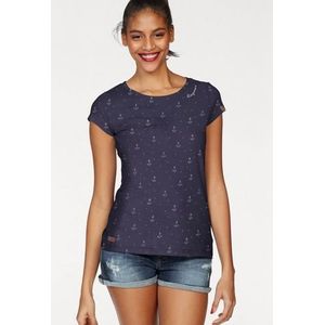 Ragwear T-shirt FLORAH A ORGANIC O met maritieme anker-print all-over