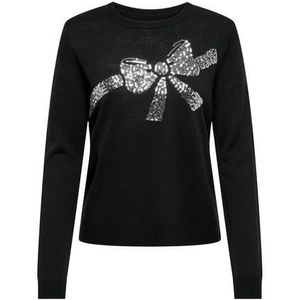 Only Kersttrui ONLXMAS SEQUINS BOW LS O-NECK EX KNT