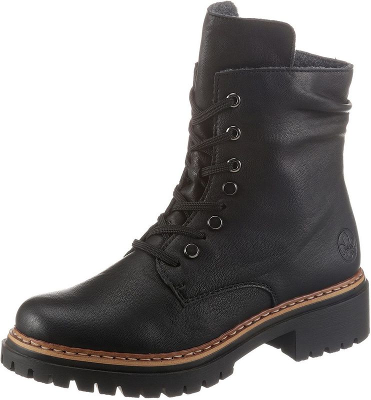 Rieker Hoge veterschoenen , enkellaarsjes, profielzool, blokhak, met casual vetersluiting