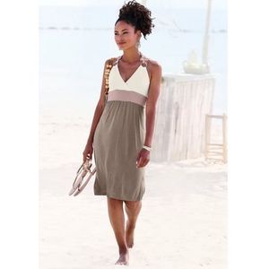 Beachtime Strandjurk met color blocking look, halterjurk, mini jurk