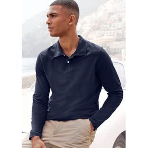 Beachtime Poloshirt met lange mouwen Shirt met polokraag en knoopsluiting van katoen-piqué