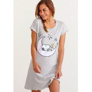 Peanuts Nachthemd met snoopy-print en rimpelrandjes