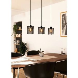 EGLO Hanglamp SEGOVIA Hanglamp, metaal en hout in zwart, E27 fitting, L 88 cm (1 stuk)