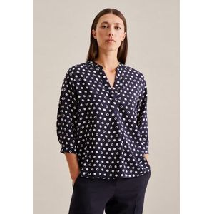 seidensticker Klassieke blouse Zwarte roos 3/4-mouwen kraag stippen