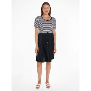 Tommy Hilfiger Midi-jurk 5x2 RIB CNK PLEATED KNEE DRS SS