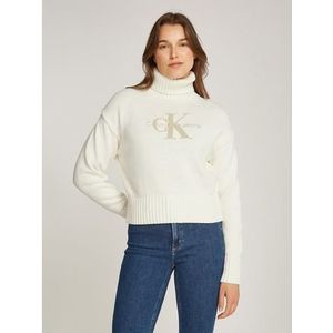 Calvin Klein Trui met staande kraag CHENILLE MONOLOGO SWEATER