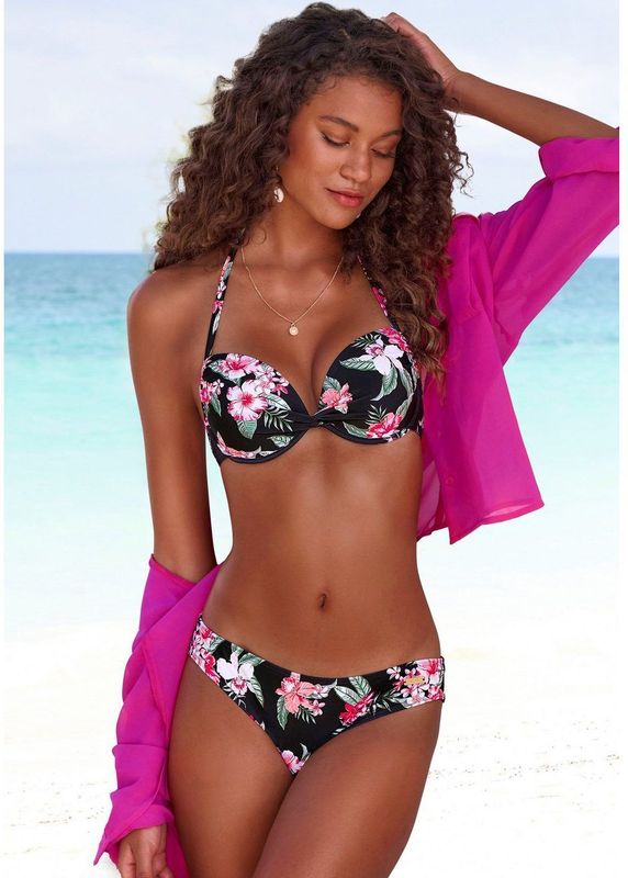 Lascana Push-upbikinitop Santini met gebloemd design