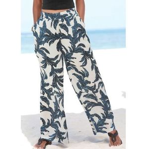 s.Oliver RED LABEL Beachwear Palazzobroek van crêpe viscose met all-over print en zakken, stoffen broek