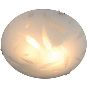 näve Led-plafondlamp Motief: veer, incl. E27, materiaal: glas/metaal, kleur: wit