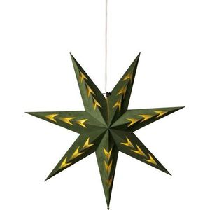 KONSTSMIDE Sierster Kerstster, kerstversiering Papieren ster, led ster met groen fluweel, V-vormig geperforeerd (1 stuk)