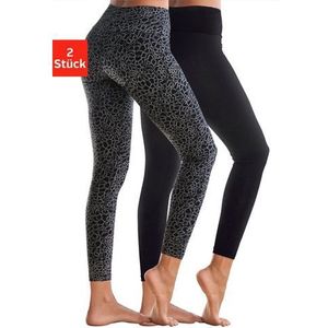 H.I.S Legging in gedessineerd en uni (Set van 2)