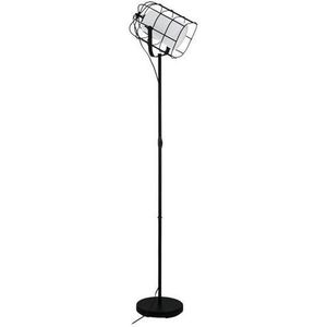 EGLO Staande lamp BITTAMS zwart / l26 x h148,5 x b19 cm / voetschakelaar / staal en textiel (1 stuk)