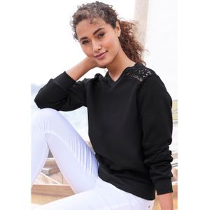 Vivance Sweatshirt met kanten inzetstukken op schouder en mouw