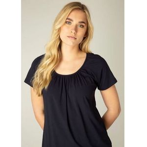 Base Level T-shirt Yona met plooien bij de hals en een elastische tailleband