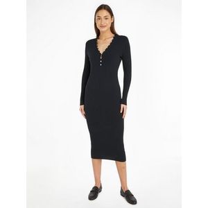 Tommy Hilfiger Sweatjurk MIX RIB BUTTON SWT DRESS