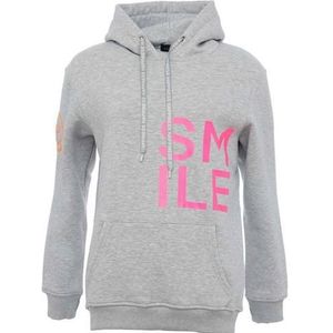 Zwillingsherz Hoodie met "smile"-opdruk in neonkleur en geborduurde smiley