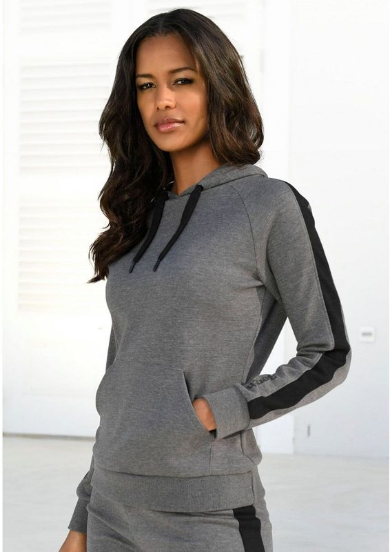 Bench. Loungewear Hoodie met zijstrepen en kangoeroezak, loungepak, hoodie