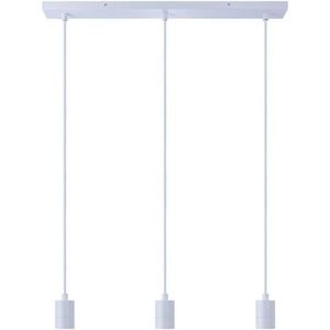 Paco Home Hanglamp HUGO SQ S Stabiele lampophanging E27 1,5m textielen kabel 3 fittingen 60 cm breed