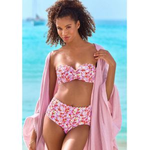 Look - Floral - Bandeau Bikini - Rood/Lila - Gewatteerde Cups