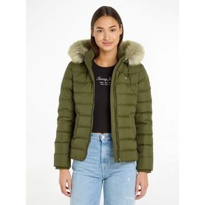 TOMMY JEANS Donsjack TJW BASIC HOODED JACKET met imitatiebont aan de capuchon & tommy jeans-merklabel