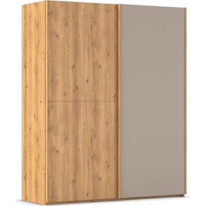 rauch Schuifdeurkast Kledingkast kast garderobe slaapkamerkast SCALE-WOOD edel gesplitste front in massief takken eiken met glazen deuren made in germany