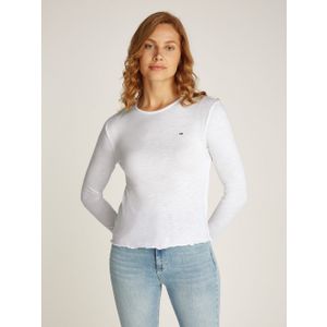 TOMMY JEANS Shirt met lange mouwen TJW SLUB SOFT TEE LS met babylock-zoom, logo-borduursel
