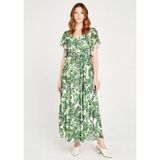 Apricot maxi-jurk Tropical Leaf Kimono Maxi Dress Vleermuismouwen