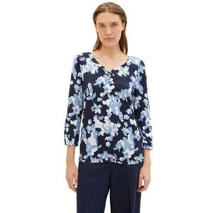 Tom Tailor Shirt met 3/4 mouwen met all-over print en henley halslijn