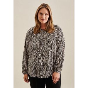 seidensticker Shirtblouse Zwarte roos Lange mouwen ronde hals print