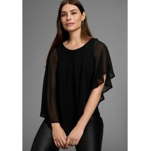 Blouse - Zwart - 100% Polyester - Ronde Hals - Korte Mouwen
