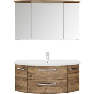 Saphir Badmeubelset Serie 4010 2-delig keramische wastafel met LED-spiegelkast Badkamer set 122 cm breed, incl. deurdemper, 5 deuren, 2 lades (set)