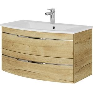 Saphir Wastafelonderkast Serie 7045 Mineralmarmor-Waschtisch und Unterschrank, 91 cm breit