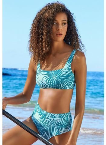 active by Lascana Bustierbikinitop Coal met mix van motieven van palmen en strepen