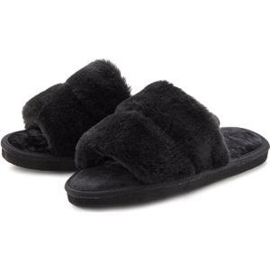 Vivance Pantoffels Pantolette, pluche pantoffels, mule, open schoen VEGAN