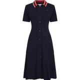 Tommy Hilfiger Polojurk Pique F&F Midi Polo Dress SS met contrastkleurige polokraag