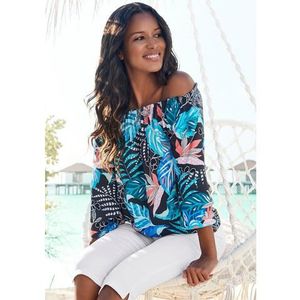 Lascana Blouse met carmenhals met all-over print, damesblouse, off-the-shoulder