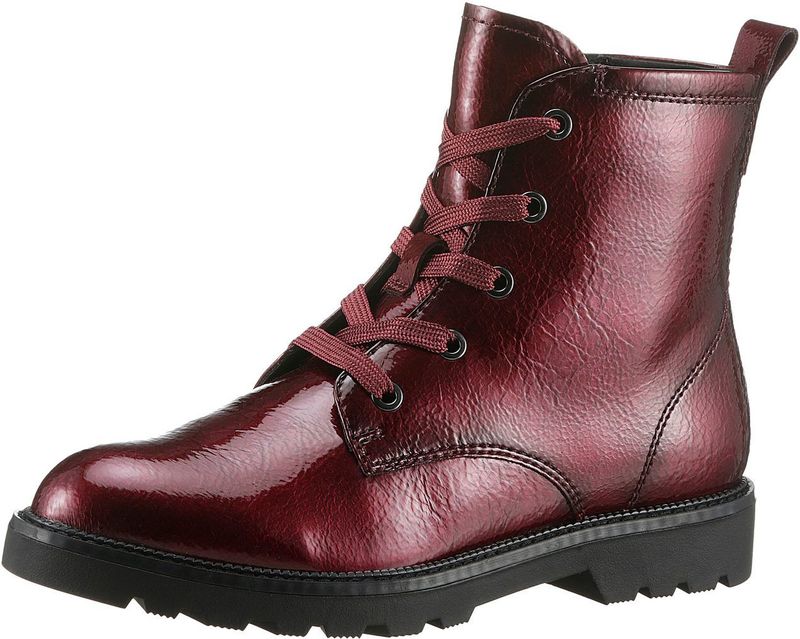 Tamaris Veterschoenen blokhak, veterschoen, enkellaars in vegan verwerking