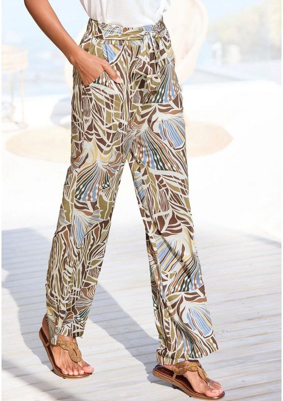 Lascana Palazzobroek van viscose-jersey, zomerbroek met alloverprint en zakken