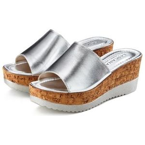 Lascana Slippers Mule, sandaal, open schoen van leer met sleehak