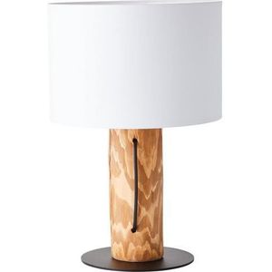 Brilliant Leuchten Tafellamp Jimena 43 cm hoogte, ø 30 cm, e27, hout/textiel, grenen gebeitst/wit (1 stuk)