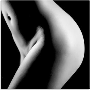 Artland Artprint op linnen Mooie jonge naakte vrouw_zwart/wit