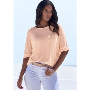 Lascana Shirt met ronde hals Met brede mouwomslag van zacht viscose-fijntricot