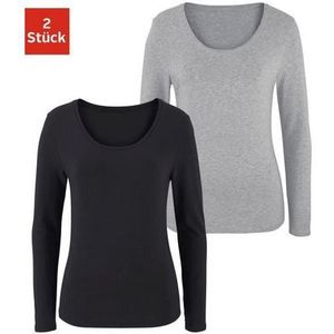 Vivance Shirt met lange mouwen Elastische katoenkwaliteit (Set van 2)