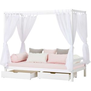 Hoppekids Hemelbed ECO Dream kinder-/prinsessenbed 90x200cm, H= 182 cm, massief grenen