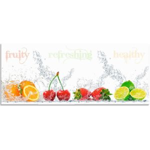 Artland Keukenwand Fruitig verfrissend gezond vruchtenmix Aluminium spatscherm met plakband, gemakkelijke montage