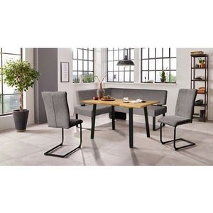 Home affaire Eethoek Oliver Hoekbank met golfvering in de zitting, tafel massief eiken (set, 4-delig)