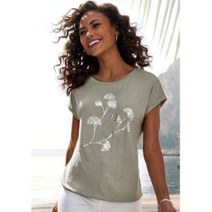 Lascana T-shirt - Kaki - Elastische Viscosekwaliteit - Korte Mouwen