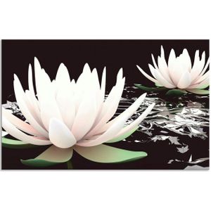 Artland Keukenwand Twee lotusbloemen op het water Aluminium spatscherm met plakband, gemakkelijke montage