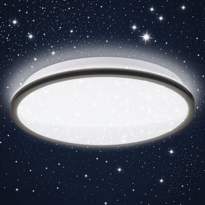 B.K.Licht Led-plafondlamp BK_DL1516 LED plafondlamp, met sterrenhemel, 18 W, Ø28 cm, zwart (1 stuk)